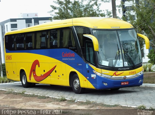 Coletivo Transportes 3505 na cidade de Campina Grande, Paraíba, Brasil, por Felipe Pessoa de Albuquerque. Número da foto: #4725834.