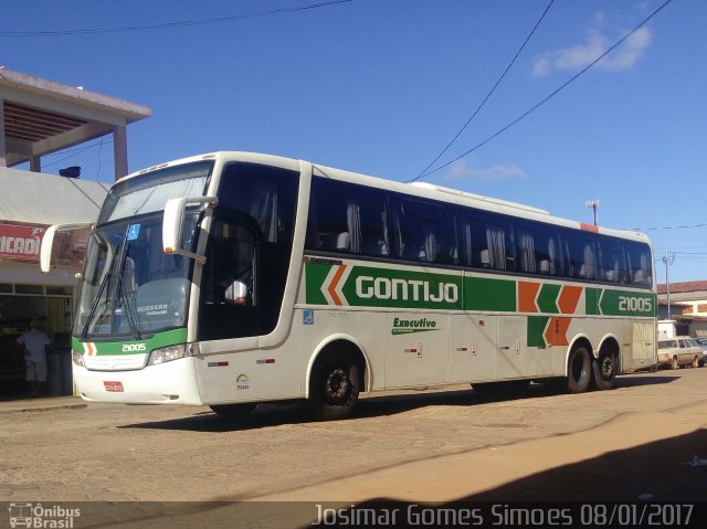 Empresa Gontijo de Transportes 21005 na cidade de Minas Novas, Minas Gerais, Brasil, por Josimar Gomes Simoes. Número da foto: #4748175.
