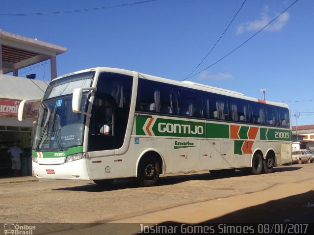 Empresa Gontijo de Transportes 21005 na cidade de Minas Novas, Minas Gerais, Brasil, por Josimar Gomes Simoes. ID da foto: 4748175.