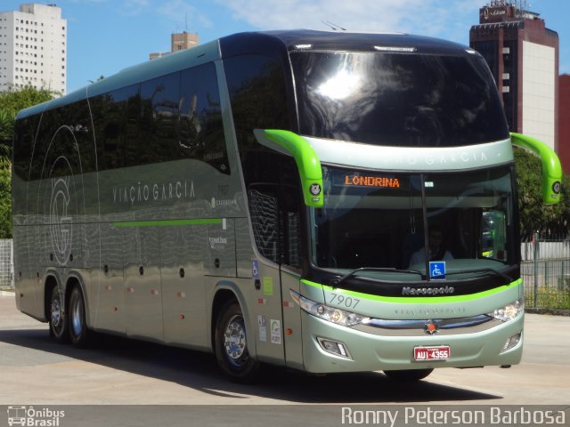 Viação Garcia 7907 na cidade de Curitiba, Paraná, Brasil, por Ronny Peterson Barbosa. ID da foto: 4757829.