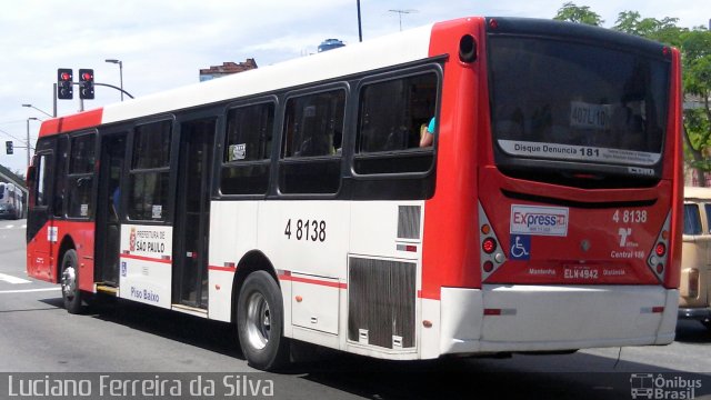 Express Transportes Urbanos Ltda 4 8138 na cidade de São Paulo, São Paulo, Brasil, por Luciano Ferreira da Silva. Número da foto: #4758237.