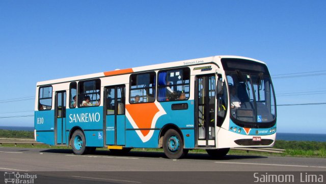 Viação Sanremo 830 na cidade de Vila Velha, Espírito Santo, Brasil, por Saimom  Lima. ID da foto: 4770408.