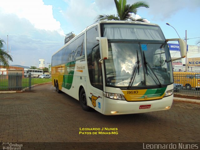 Empresa Gontijo de Transportes 11610 na cidade de Patos de Minas, Minas Gerais, Brasil, por Leonardo J. Nunes. Número da foto: #4787954.