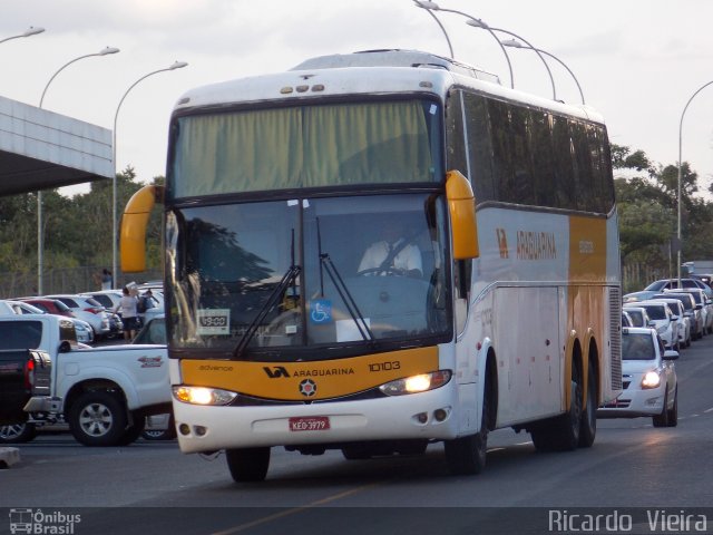 Viação Araguarina 10103 na cidade de Brasília, Distrito Federal, Brasil, por Ricardo Vieira. ID da foto: 4731480.