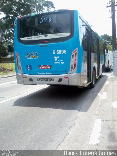 Transwolff Transportes e Turismo 6 6096 na cidade de São Paulo, São Paulo, Brasil, por Daniel Lucena Gomes. ID da foto: 4804060.