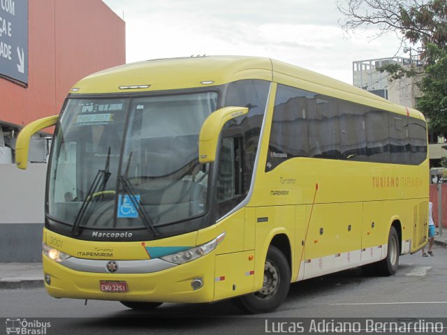 Viação Itapemirim 3001 na cidade de Rio de Janeiro, Rio de Janeiro, Brasil, por Lucas Adriano Bernardino. ID da foto: 4805009.