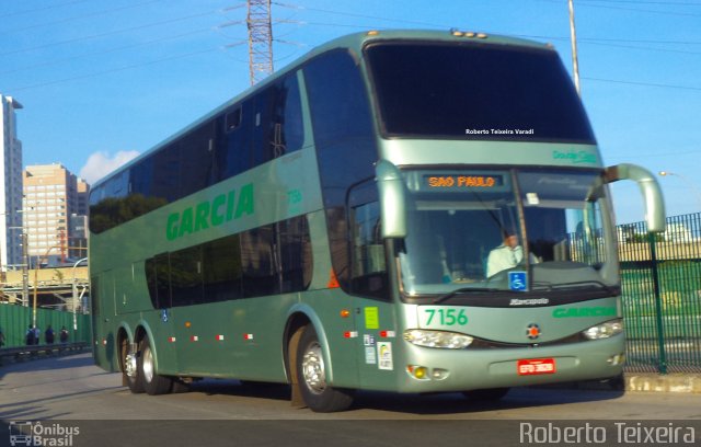 Viação Garcia 7156 na cidade de São Paulo, São Paulo, Brasil, por Roberto Teixeira. ID da foto: 4734403.