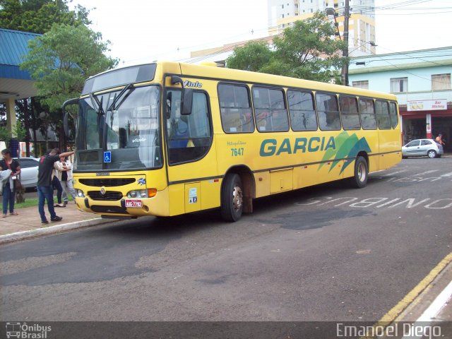 Viação Garcia 7647 na cidade de Rolândia, Paraná, Brasil, por Emanoel Diego.. ID da foto: 4740190.