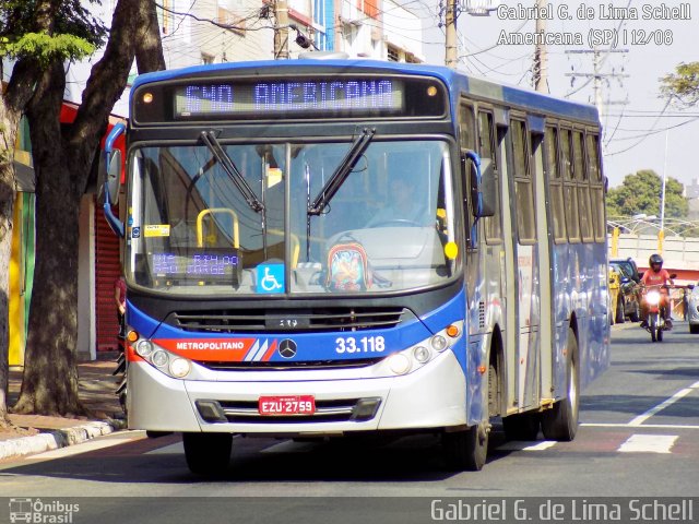 Auto Viação Ouro Verde 33.118 na cidade de Americana, São Paulo, Brasil, por Gabriel Giacomin de Lima. ID da foto: 5418894.