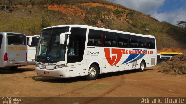 Viação Teresópolis RJ 203.039 na cidade de São José do Vale do Rio Preto, Rio de Janeiro, Brasil, por Adriano Duarte. Número da foto: #5420159.