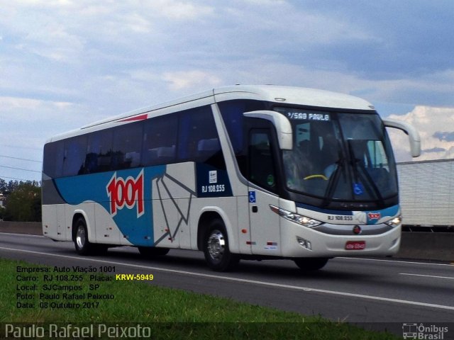 Auto Viação 1001 RJ 108.255 na cidade de São José dos Campos, São Paulo, Brasil, por Paulo Rafael Peixoto. ID da foto: 5424457.