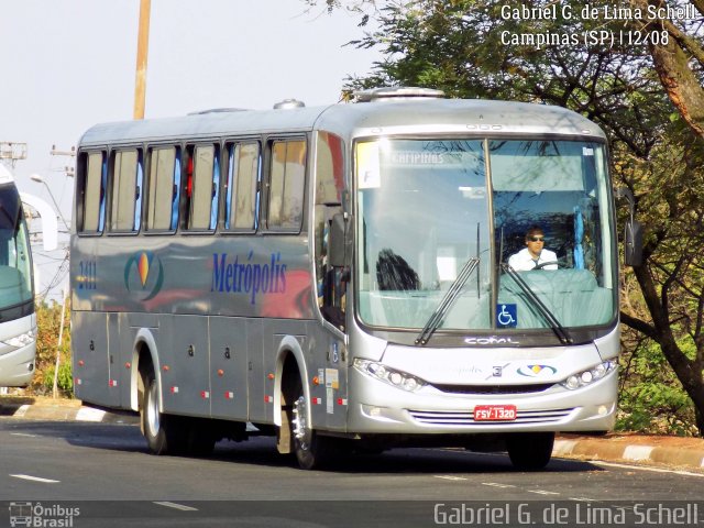 Expresso Metrópolis Transportes e Viagens 2411 na cidade de Campinas, São Paulo, Brasil, por Gabriel Giacomin de Lima. Número da foto: #5426965.