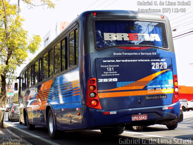 Breda Transportes e Serviços 2820 na cidade de Americana, São Paulo, Brasil, por Gabriel Giacomin de Lima. ID da foto: 5391072.