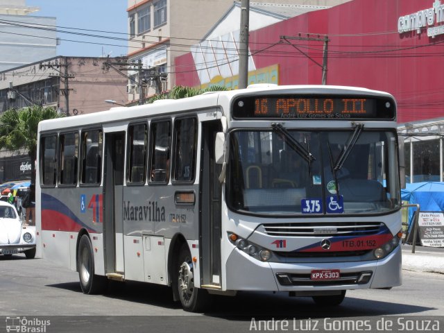 Maravilha Auto Ônibus ITB 01.152 na cidade de Itaboraí, Rio de Janeiro, Brasil, por André Luiz Gomes de Souza. ID da foto: 5433351.