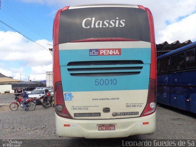 Empresa de Ônibus Nossa Senhora da Penha 50010 na cidade de Salgueiro, Pernambuco, Brasil, por Leonardo Guedes de Sá. ID da foto: 5435389.