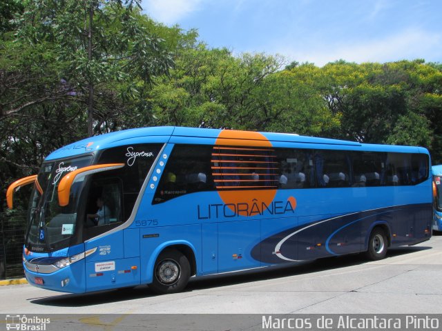 Litorânea Transportes Coletivos 5875 na cidade de São Paulo, São Paulo, Brasil, por Marcos de Alcantara Pinto. ID da foto: 5434943.