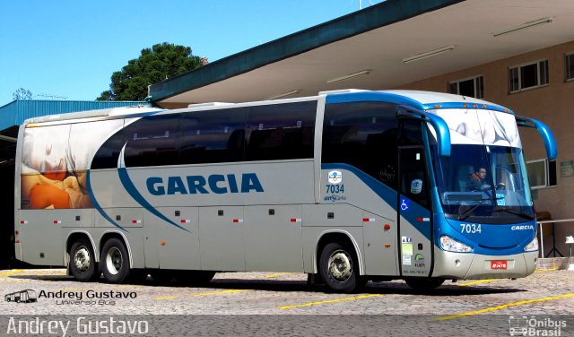 Viação Garcia 7034 na cidade de Curitiba, Paraná, Brasil, por Andrey Gustavo. ID da foto: 5437985.