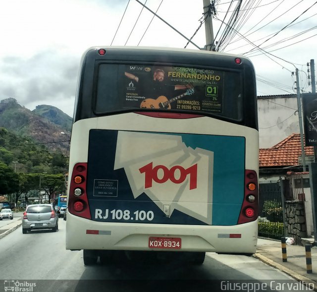 Auto Viação 1001 RJ 108.100 na cidade de Nova Friburgo, Rio de Janeiro, Brasil, por Giuseppe Carvalho. Número da foto: #5456498.