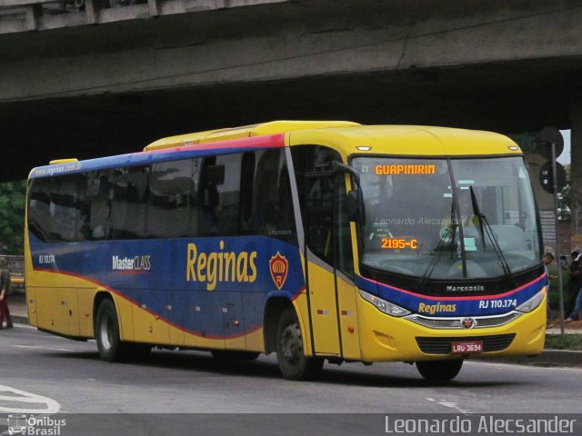 Auto Viação Reginas RJ 110.174 na cidade de Rio de Janeiro, Rio de Janeiro, Brasil, por Leonardo Alecsander. ID da foto: 5398051.