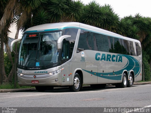 Viação Garcia 7816 na cidade de Curitiba, Paraná, Brasil, por André Felipe Mudrei. ID da foto: 5401881.