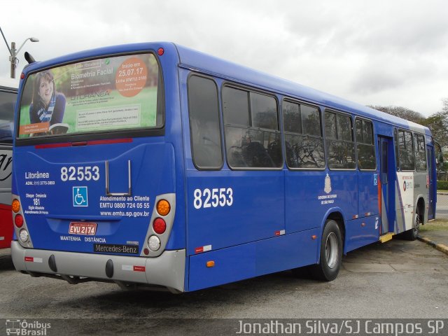 Litorânea Transportes Coletivos 82.553 na cidade de São José dos Campos, São Paulo, Brasil, por Jonathan Silva. ID da foto: 5403023.