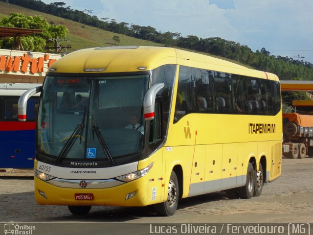 Viação Itapemirim 60755 na cidade de Fervedouro, Minas Gerais, Brasil, por Lucas Oliveira. ID da foto: 5406720.