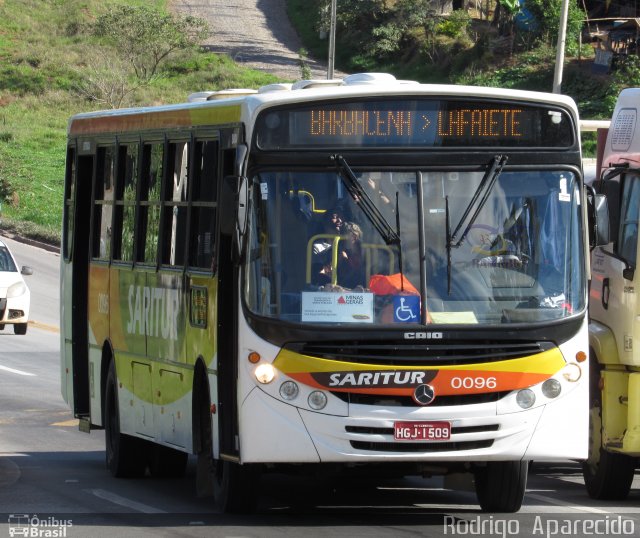 Saritur - Santa Rita Transporte Urbano e Rodoviário 0096 na cidade de Conselheiro Lafaiete, Minas Gerais, Brasil, por Rodrigo  Aparecido. ID da foto: 5494292.