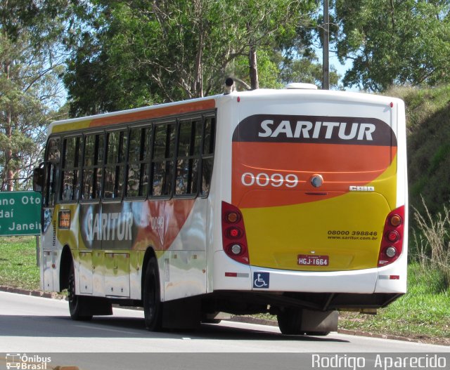 Saritur - Santa Rita Transporte Urbano e Rodoviário 0099 na cidade de Conselheiro Lafaiete, Minas Gerais, Brasil, por Rodrigo  Aparecido. ID da foto: 5494329.