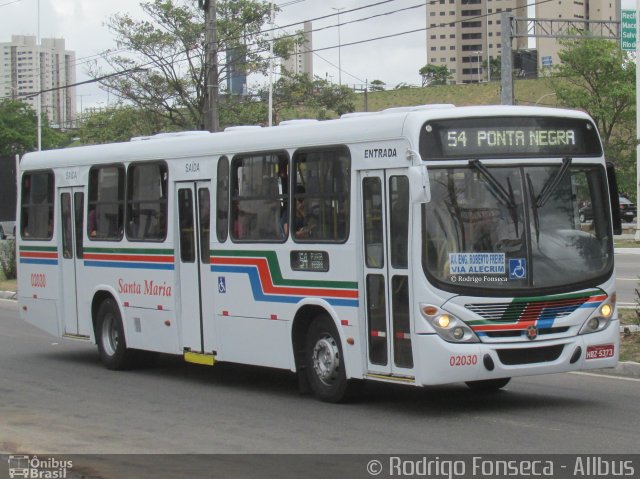Auto Ônibus Santa Maria Transporte e Turismo 02030 na cidade de Natal, Rio Grande do Norte, Brasil, por Rodrigo Fonseca. Número da foto: #5495758.