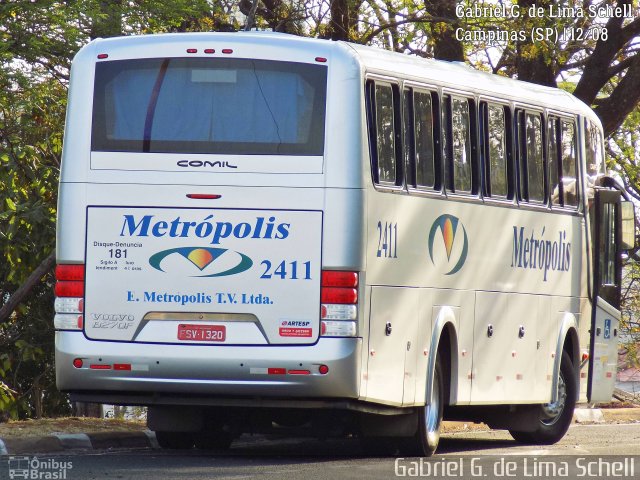 Expresso Metrópolis Transportes e Viagens 2411 na cidade de Campinas, São Paulo, Brasil, por Gabriel Giacomin de Lima. ID da foto: 5496654.