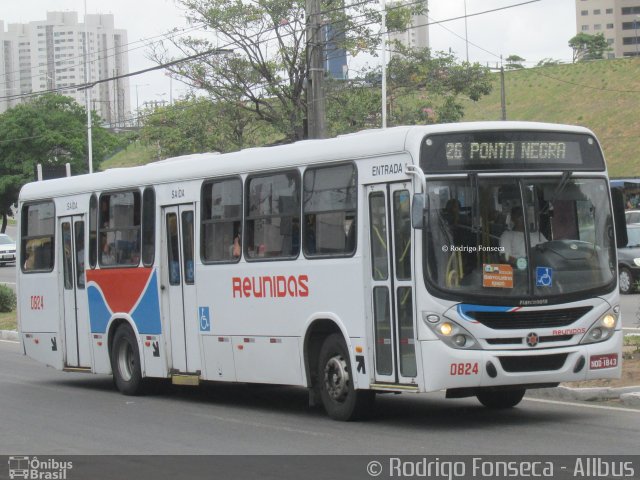 Reunidas Transportes Urbanos 0824 na cidade de Natal, Rio Grande do Norte, Brasil, por Rodrigo Fonseca. ID da foto: 5495725.