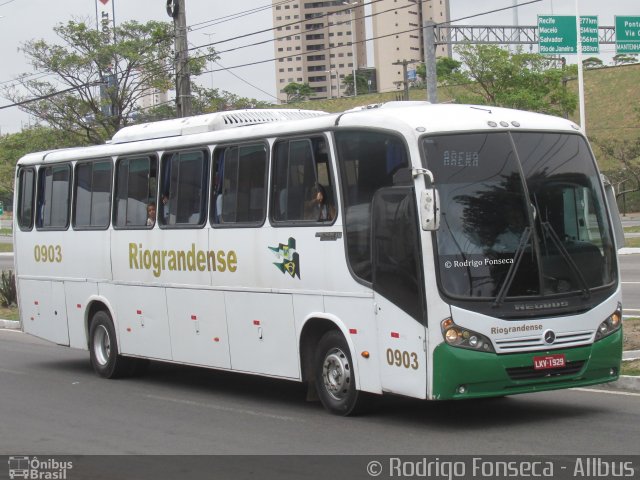 Viação Riograndense 0903 na cidade de Natal, Rio Grande do Norte, Brasil, por Rodrigo Fonseca. ID da foto: 5500686.