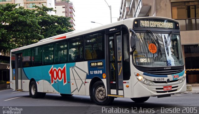 Auto Viação 1001 RJ 108.018 na cidade de Rio de Janeiro, Rio de Janeiro, Brasil, por Cristiano Soares da Silva. Número da foto: #5503190.