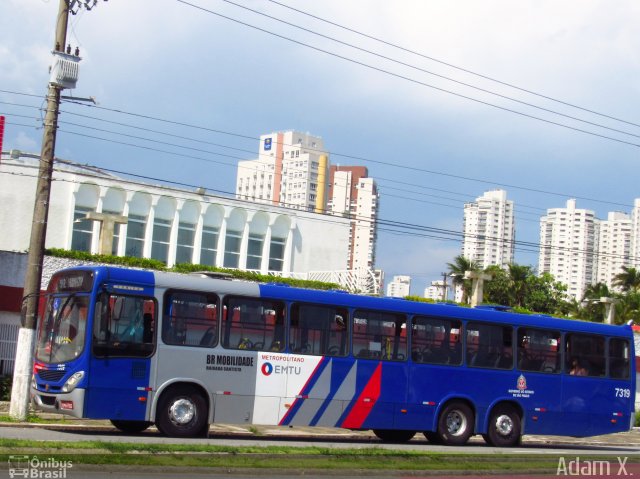 BR Mobilidade Baixada Santista 7319 na cidade de Santos, São Paulo, Brasil, por Adam Xavier Rodrigues Lima. ID da foto: 5506722.