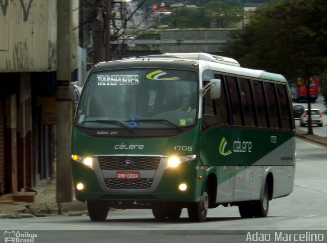 Célere Transportes 1705 na cidade de Belo Horizonte, Minas Gerais, Brasil, por Adão Raimundo Marcelino. ID da foto: 5466783.