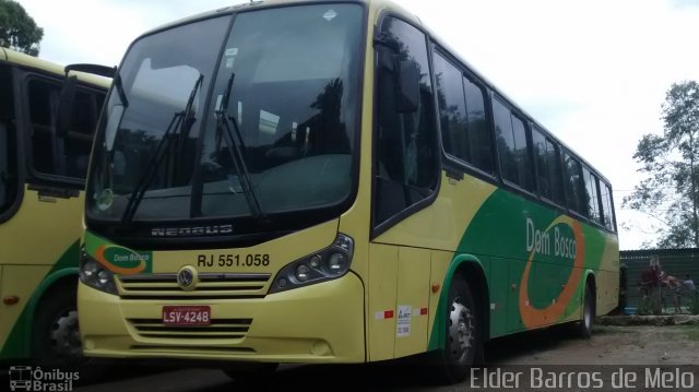 Dom Bosco Turismo e Transportes RJ 551.058 na cidade de Rio de Janeiro, Rio de Janeiro, Brasil, por Elder Barros de Melo. Número da foto: #5514312.