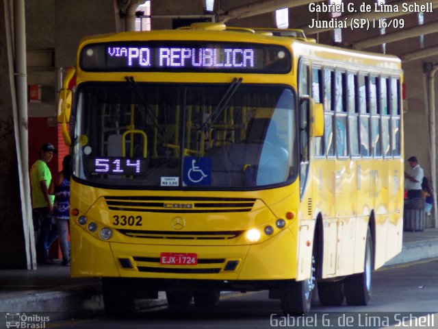 Auto Ônibus Três Irmãos 3302 na cidade de Jundiaí, São Paulo, Brasil, por Gabriel Giacomin de Lima. ID da foto: 5519344.