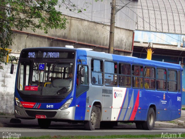 BR Mobilidade Baixada Santista 8411 na cidade de Santos, São Paulo, Brasil, por Adam Xavier Rodrigues Lima. Número da foto: #5519895.