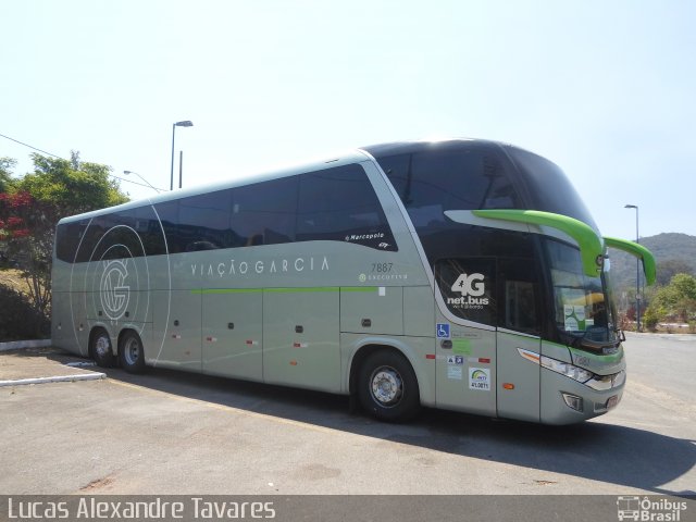 Viação Garcia 7887 na cidade de Poços de Caldas, Minas Gerais, Brasil, por Lucas Alexandre Tavares. ID da foto: 5524839.