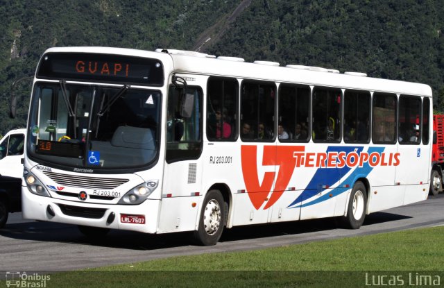 Viação Teresópolis RJ 203.001 na cidade de Teresópolis, Rio de Janeiro, Brasil, por Lucas Lima. ID da foto: 5531465.