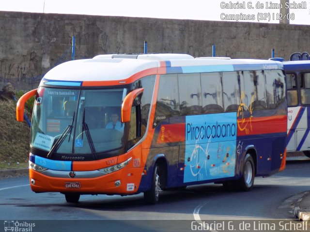 Viação Piracicabana 1310 na cidade de Campinas, São Paulo, Brasil, por Gabriel Giacomin de Lima. ID da foto: 5474811.