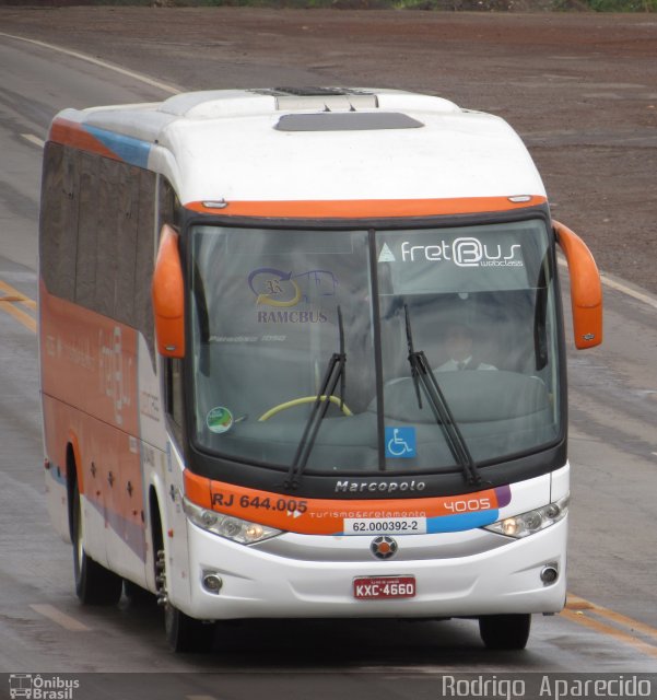 FretBus Fretamento e Turismo 4005 na cidade de Conselheiro Lafaiete, Minas Gerais, Brasil, por Rodrigo  Aparecido. Número da foto: #5478974.