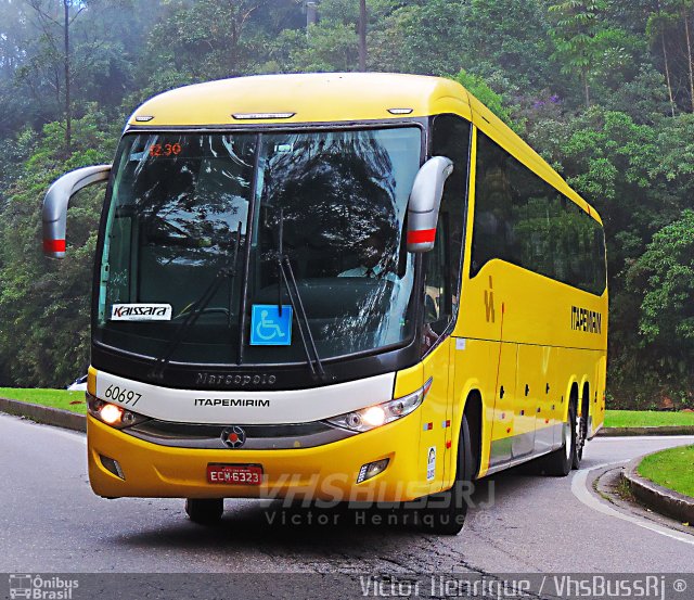 Viação Itapemirim 60697 na cidade de Petrópolis, Rio de Janeiro, Brasil, por Victor Henrique. Número da foto: #5480043.