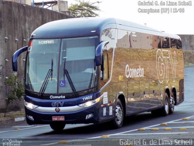 Viação Cometa 11402 na cidade de Campinas, São Paulo, Brasil, por Gabriel Giacomin de Lima. Número da foto: #5484370.