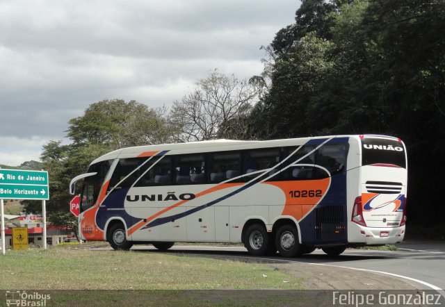 Expresso União 10262 na cidade de Manhuaçu, Minas Gerais, Brasil, por Felipe Gonzalez. ID da foto: 5574509.