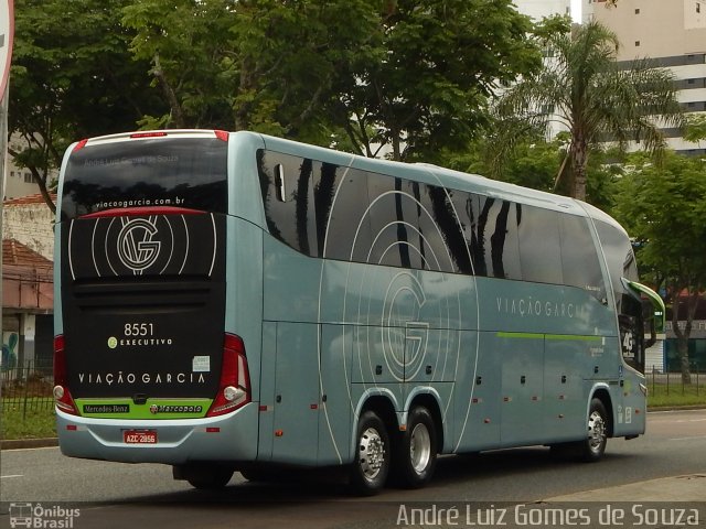 Viação Garcia 8551 na cidade de Curitiba, Paraná, Brasil, por André Luiz Gomes de Souza. ID da foto: 5577810.