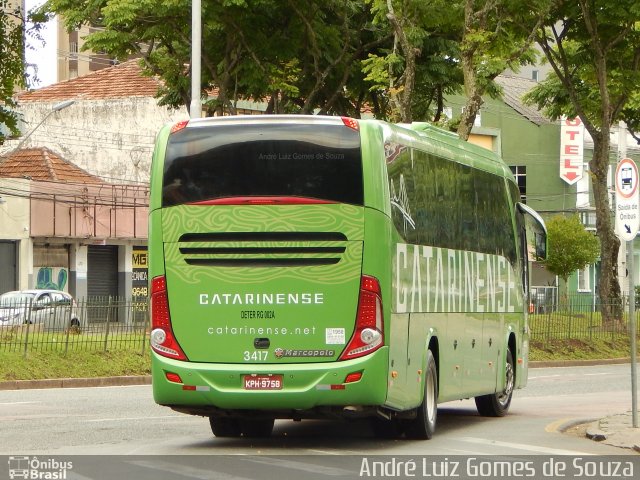 Auto Viação Catarinense 3417 na cidade de Curitiba, Paraná, Brasil, por André Luiz Gomes de Souza. ID da foto: 5577733.