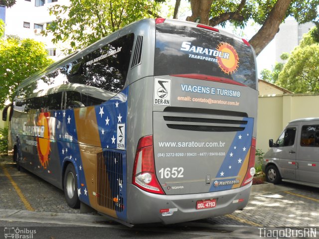 Saratour Transportes e Turismo 1652 na cidade de Recife, Pernambuco, Brasil, por Tiago Gomes da Silva. ID da foto: 5581009.