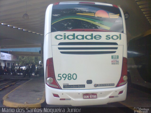 Viação Cidade Sol 5980 na cidade de Salvador, Bahia, Brasil, por Mario dos Santos Nogueira Junior. Número da foto: #5581946.