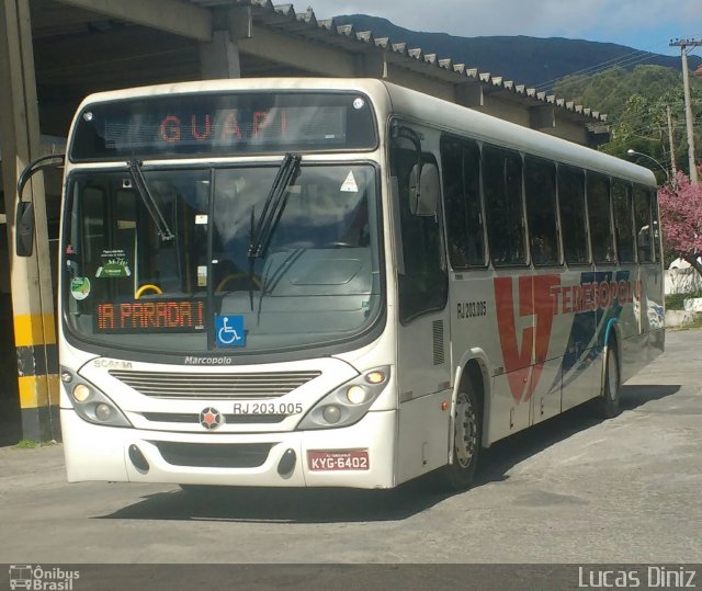 Viação Teresópolis RJ 203.005 na cidade de Teresópolis, Rio de Janeiro, Brasil, por Lucas Diniz. Número da foto: #5586000.